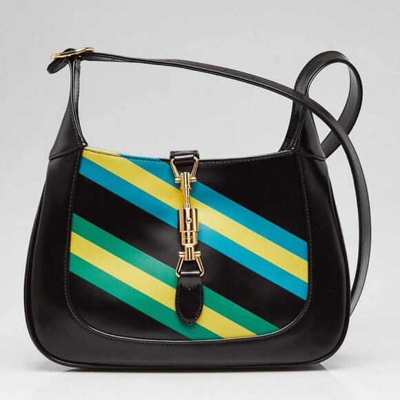 Gucci Black/Multicolored Geometric Printed Leather Jackie 1961 Small Shoulder... - Picture 1 of 11